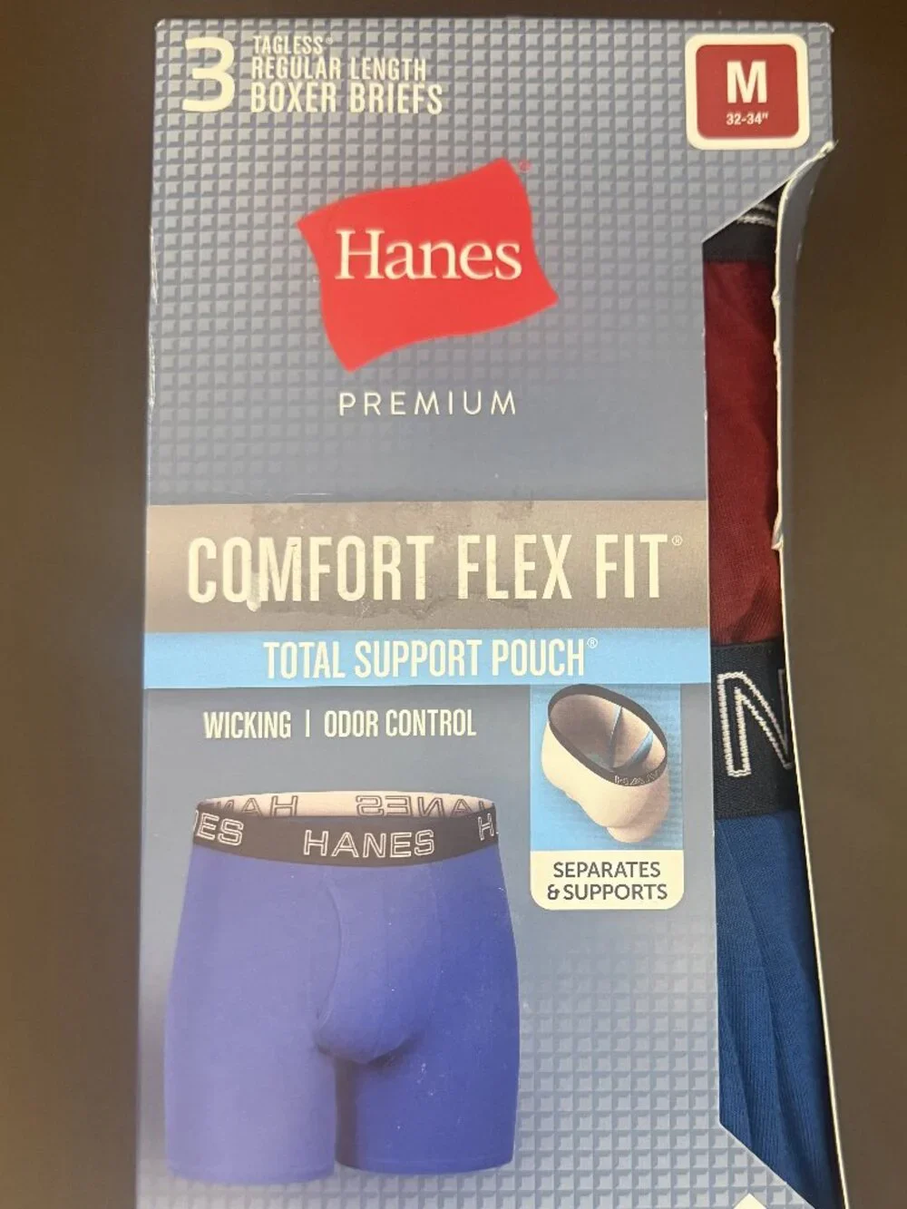 Hanes Premium Regular Length Boxer Briefs 3 Pack - Medium